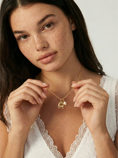 Mini Pearl Initial Necklace