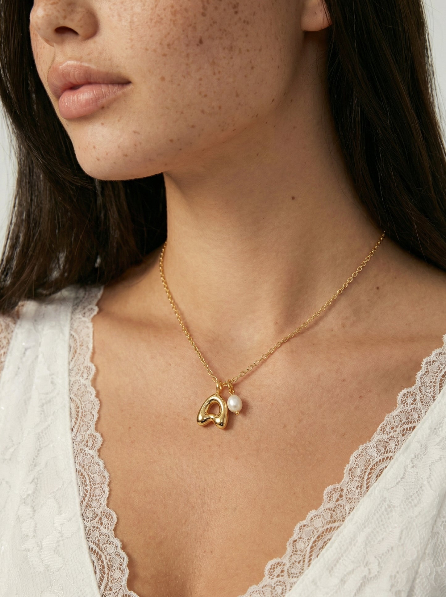 Mini Pearl Initial Necklace